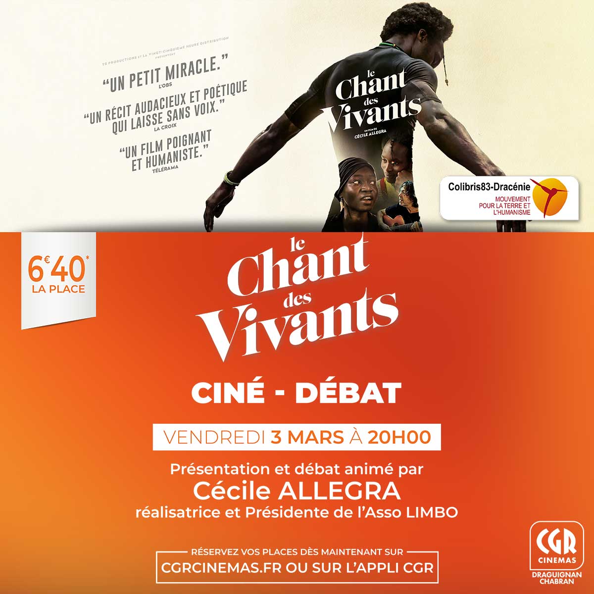 Affiche Ciné-débat - le chant des vivants