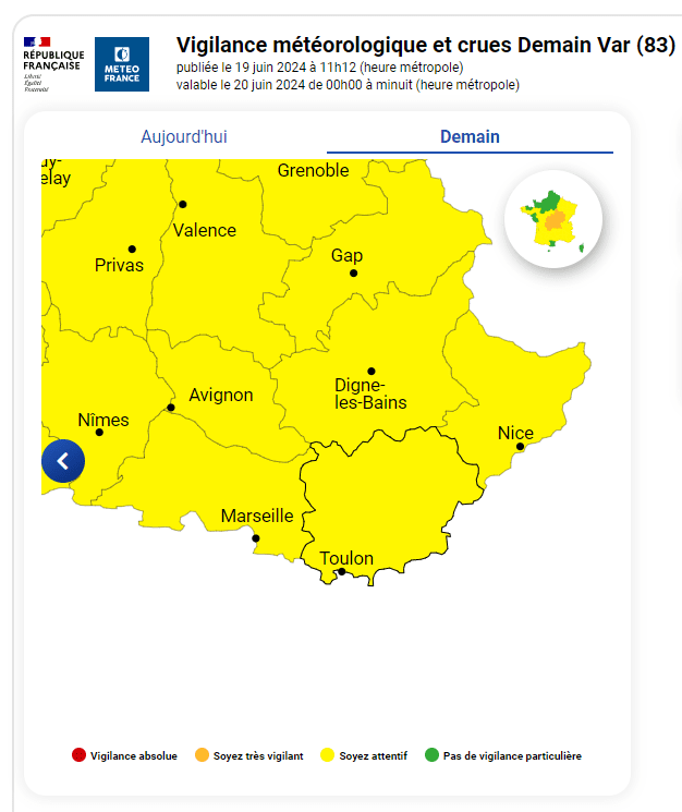 carte-var-vigilance-jaune-orages-prefet-var-draguignan-juin-2024